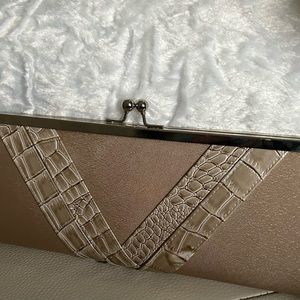 Bijoux Terner Beige Satin Clutch